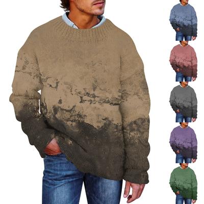 Men's  Print Faux Sweater, Crewneck Sweatshirt, Loose Long-sleeved Top