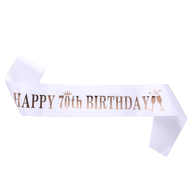 Happy Birthday Party Sash Ribbon - Age Options: 10, 13, 16, 18, 21, 30