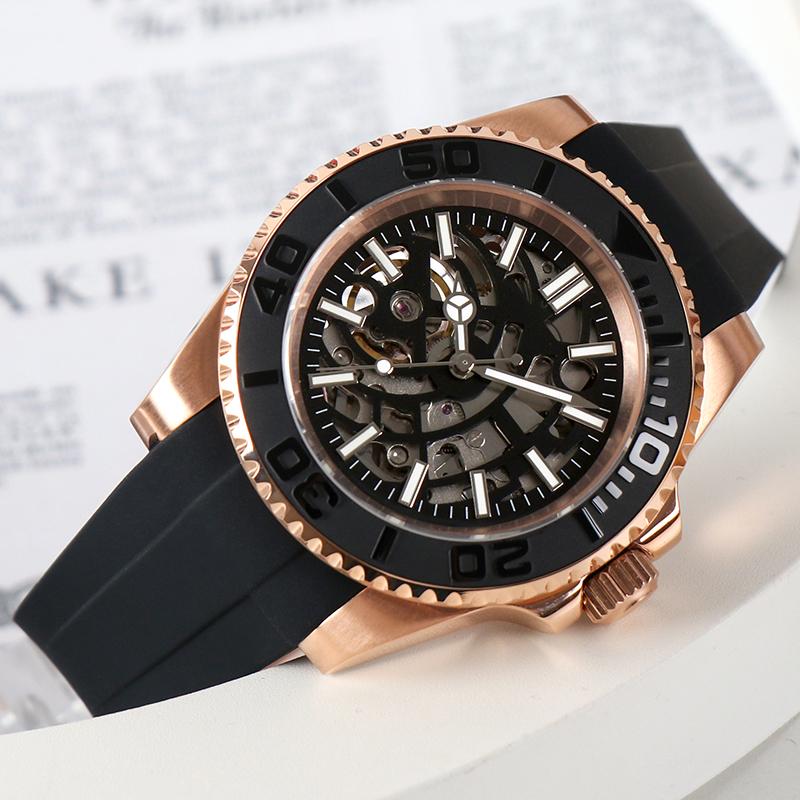 

Мужские часы NH70 Автоматические часы для мужчин 3ATM Водонепроницаемые прозрачные наручные часы