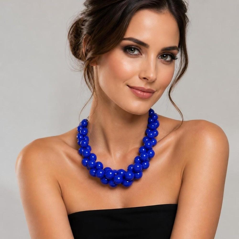 Acrylic Women's Necklace Vintage Jewelry for Women Trendy Resin Beaded Necklace Dress Accessories