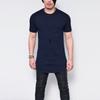 T-shirt da uomo ultra-comoda con orlo curvo e zip laterale in misto cotone premium