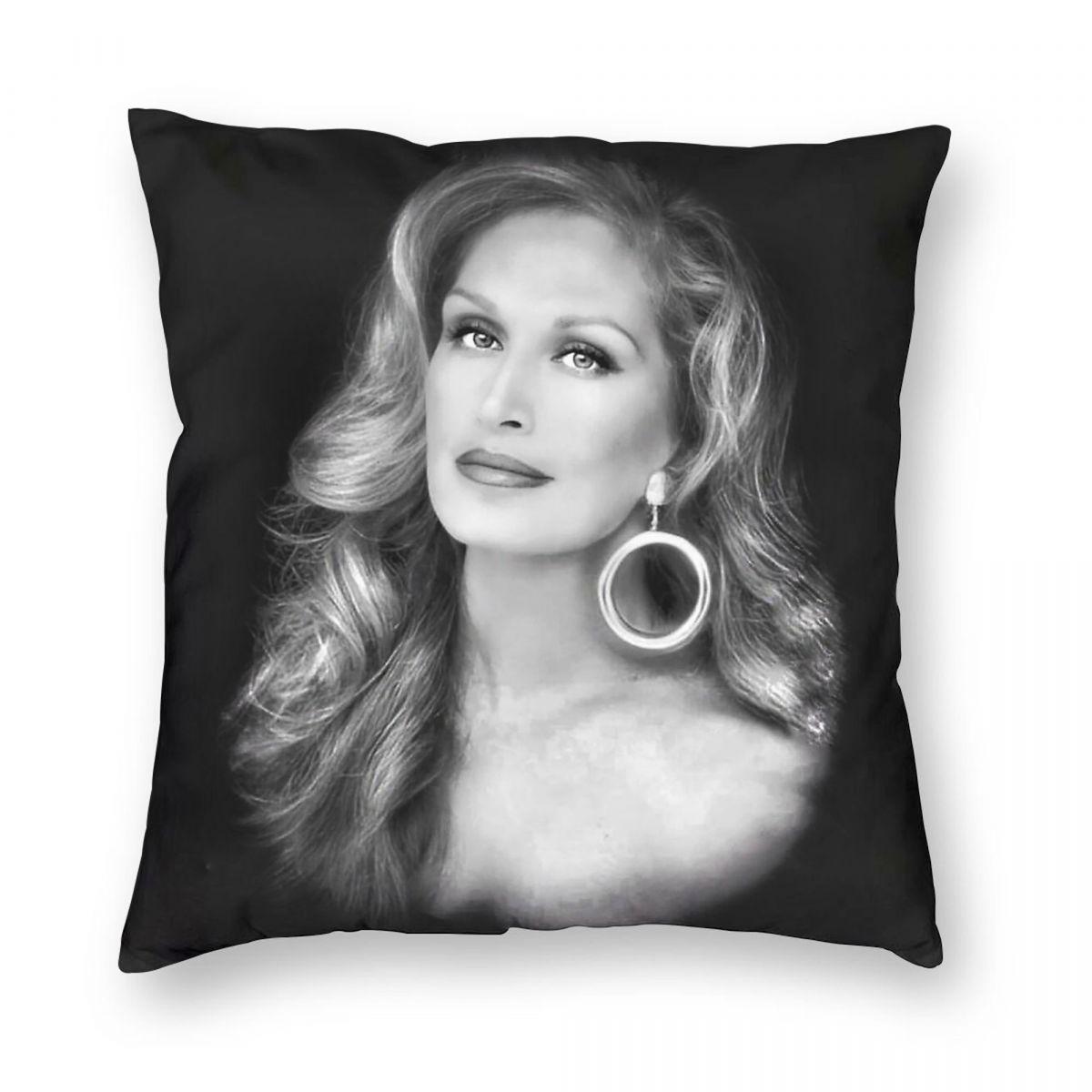Dalida Big Earrings Square Pillowcase Polyester Linen Velvet Pattern Zip Decorative Pillow Case Sofa Cushion Cover Peach skin 18*18(CM)-1Pcs