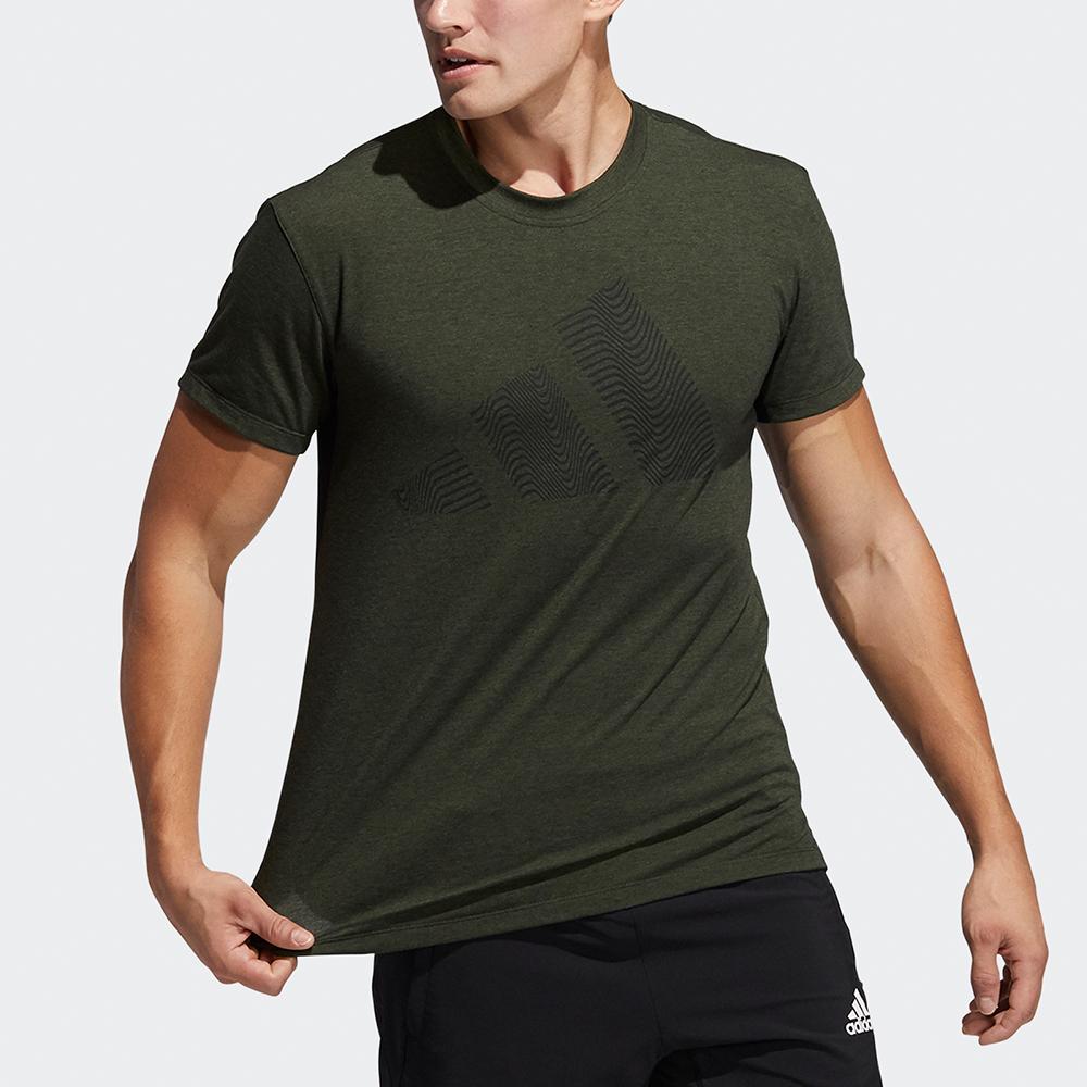 Adidas Three-Bar Logo Print Training Sports Short Sleeve Tee Men Tops Green GT7249