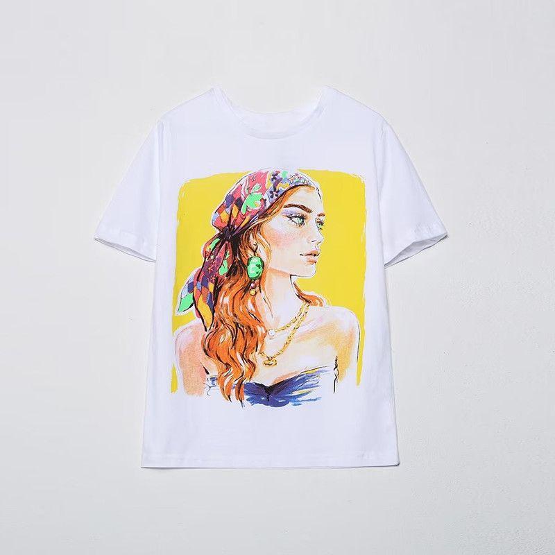 

Women s T-shirt Summer Fashion Trends Print Short Sleeve White S