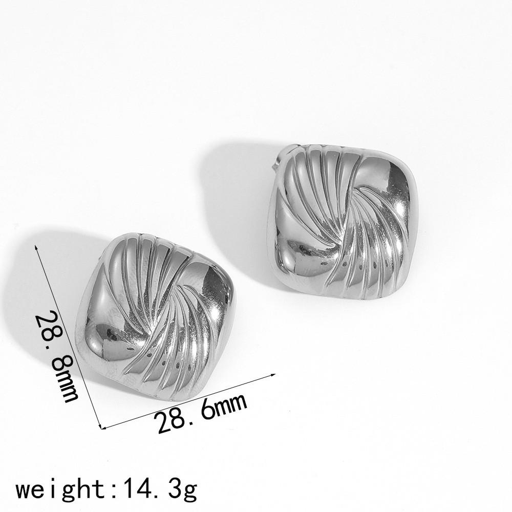 

Trendy Heart And Geometric Stainless Steel Earrings With Wavy Texture For Women Style I