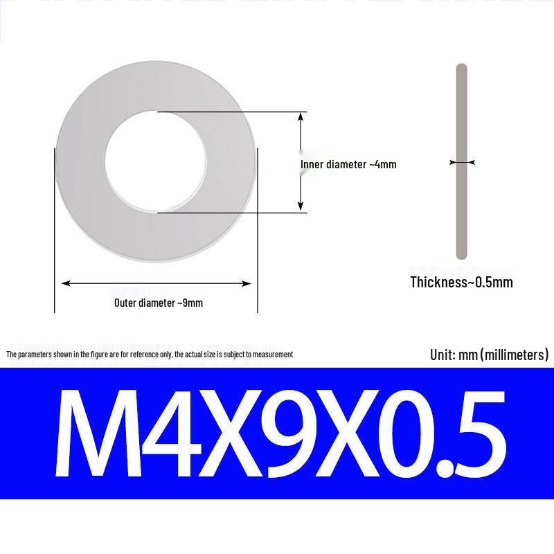 304 Stainless Steel Ultra-Thin Flat Washer, Thickness: 0.1/0.2/0.3/0.4/0.5 Mm, Sizes M1-M8