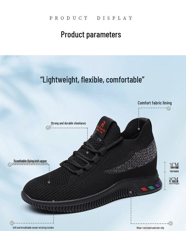 Red Dragonfly Women's Flyknit Sports Casual Shoes - Thick Sole, Hidden Heel, Non-slip Mesh