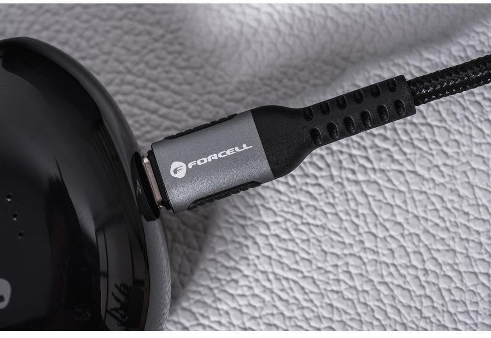 KABEL USB-C / USB-C Forcell F-Energy Cafule 50 cm 240 W 5A PD QC 4.0 CZARNY W OPLOCIE