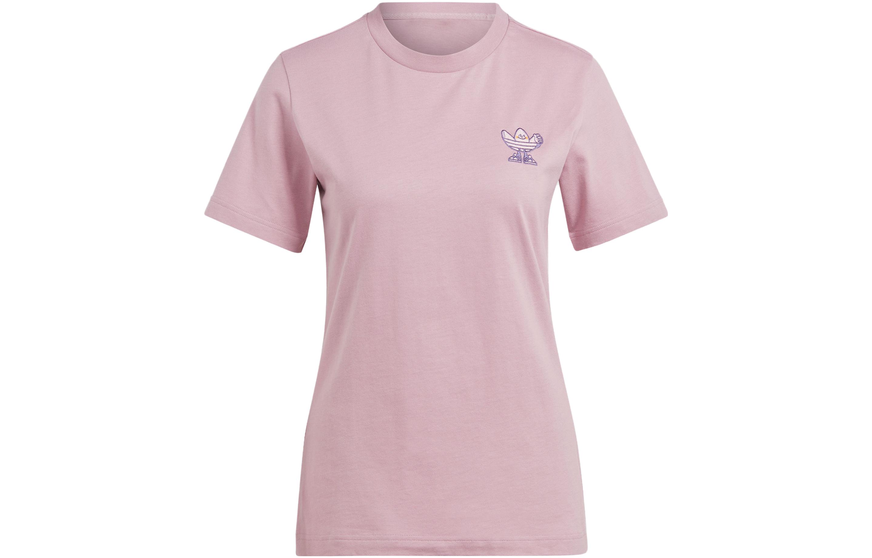 Adidas Originals T Shirts Women s Magical Purple Pink Crew Neck Moderate Straight Fit IN4127 XXS