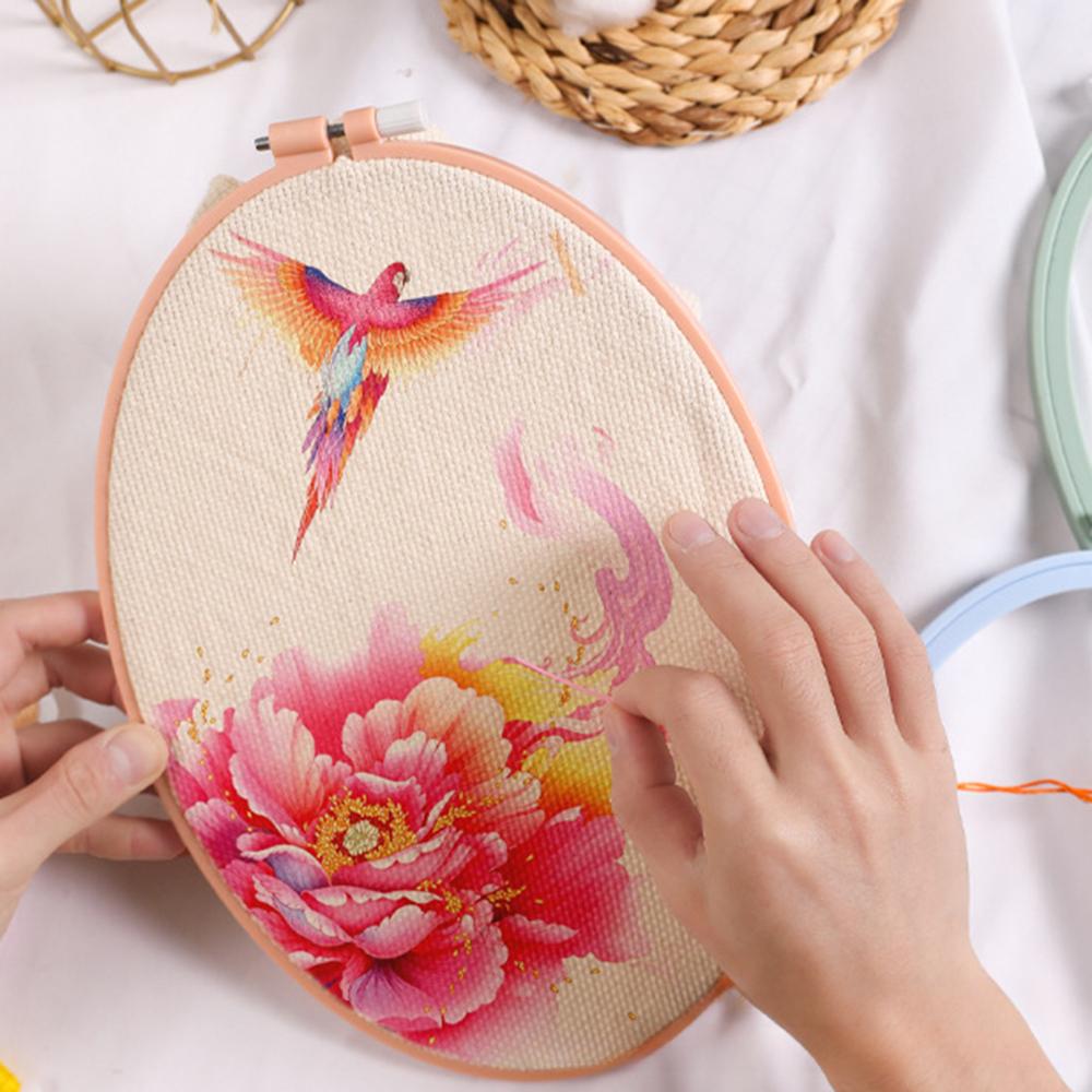 Oval Plastic Embroidery Hoops Frame Wooden Color Embroidery Hoop Rings For Household DIY Cross Stitch Sewing Needlecraft Tools
