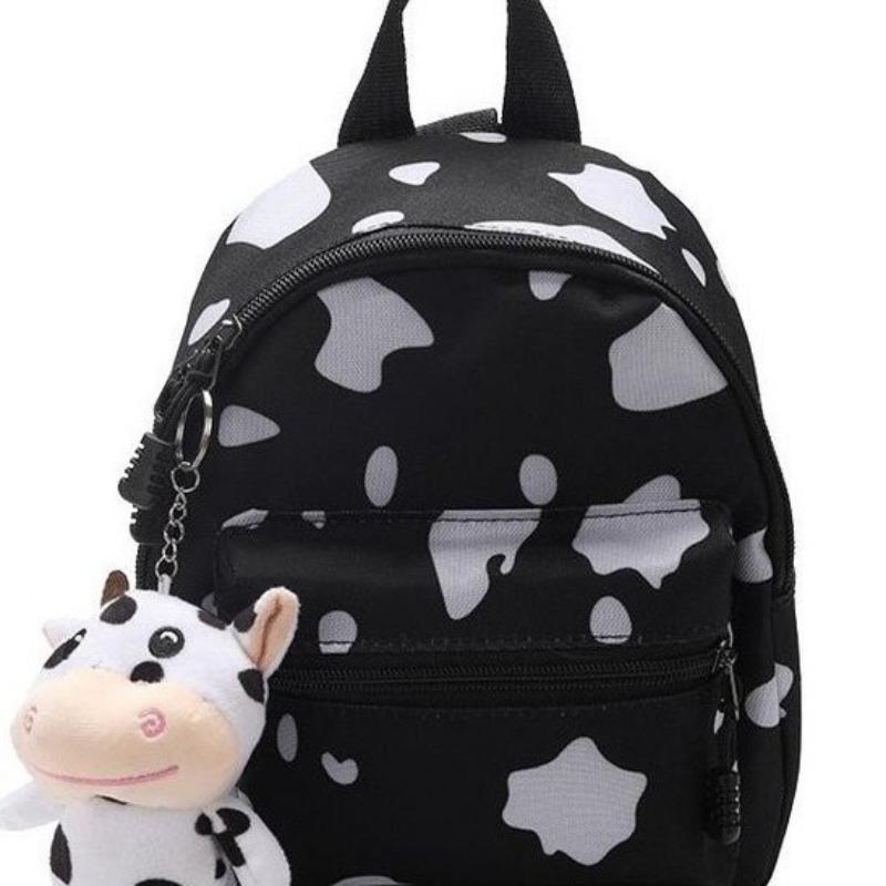 Bag Women's Bag New Double Shoulder Single Shoulder Multi-purpose Backpack Cow Pattern Backpack Outdoor Travel Messenger Bag