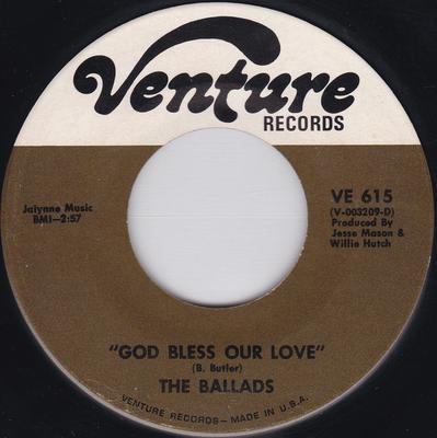 7inch Record BALLADS - God Bless Our Love / My Baby Knows  VE615 Venture Records 1968 US Soul/Funk Used
