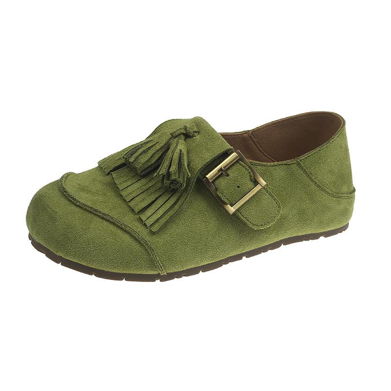 Mode Neue Mode Quasten Echtes Leder Handgefertigt Weiter Zeh Damenschuhe 2025 Lässig Übergröße Weiche Damen Slipper Damen Flache Schuhe