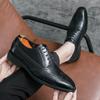 Fashion High Quality Classic Vintage Block Shoes for Men Shoes Black Lace Up Business Office Formal Shoes Banquet Party Shoes Men Shoes