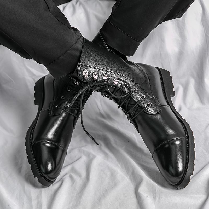 Men Motorcycle Casual High Boots Suede Demi-season Boots  Street Style Cool Boots Large Size