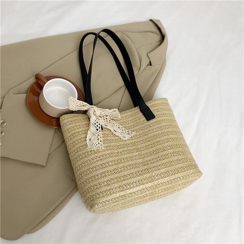 Large Capacity Shoulder Big Bag Women's 2025 New Woven Beach Bag Foreign Style Underarm Commuter Tote Straw Bag