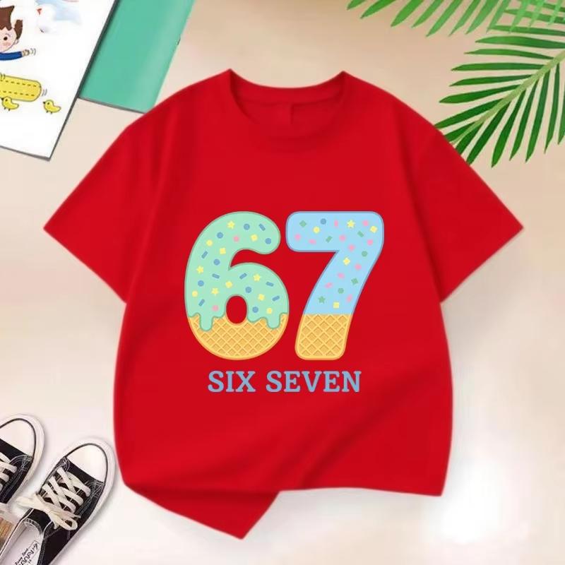 Kids Ice Cream SIX SEVEN Number 67 Graphic TShirt Soft Cotton Cute Wear for Boys Girlsdf0111