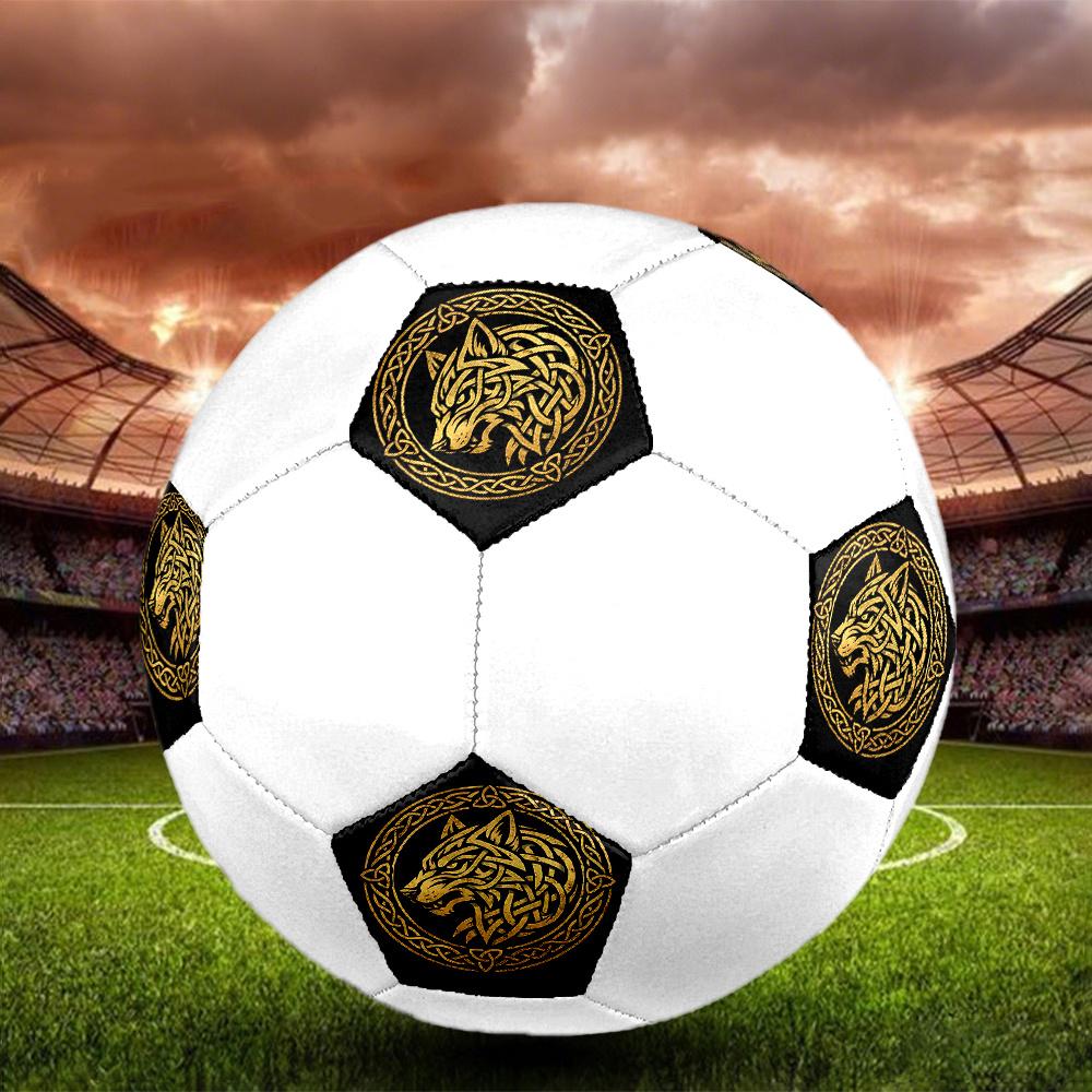 1PC Golden Wolf Mandala Soccer Ball Size 5 Football Machine Sewn Indoor/Outdoor Universal Football S107