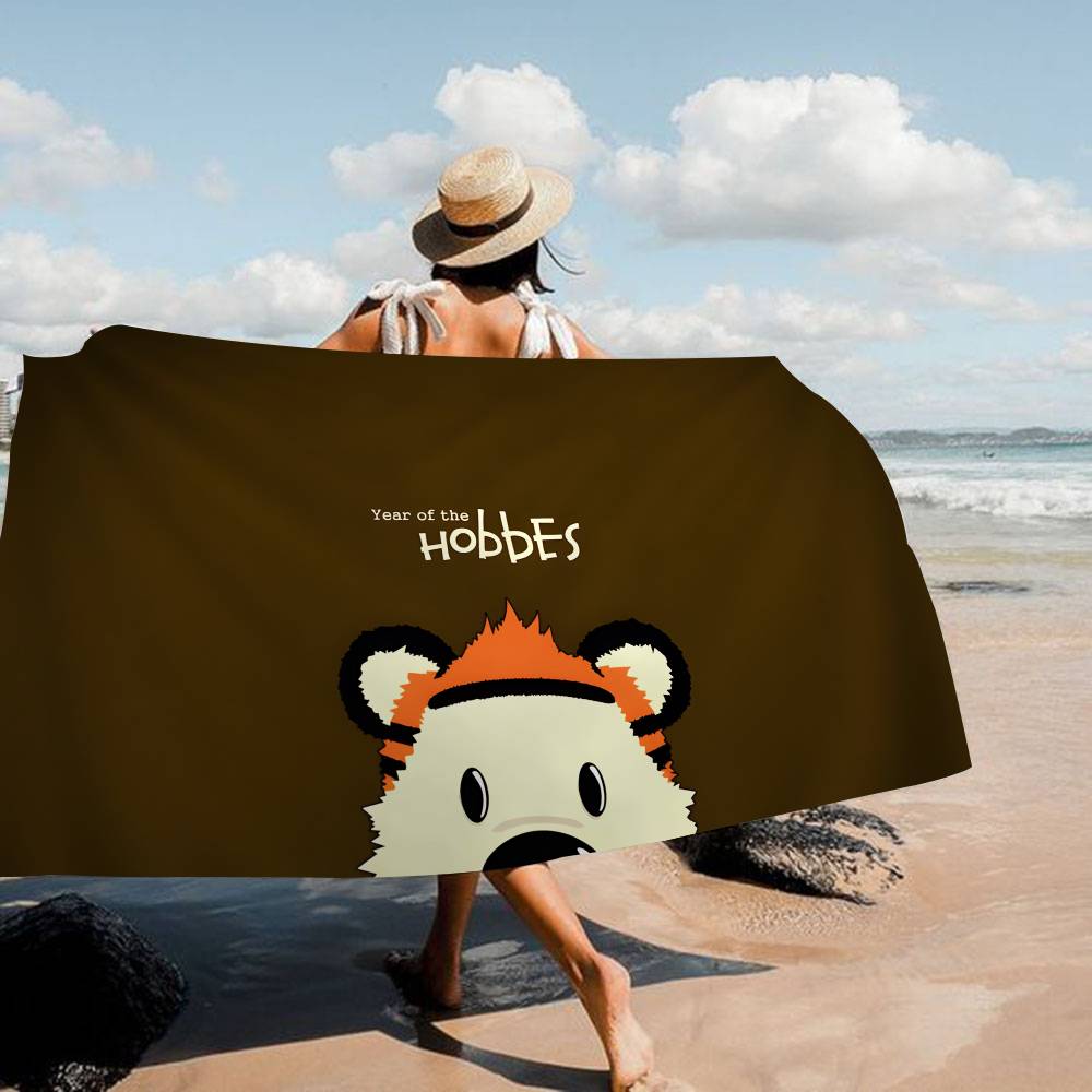 C-Calvin And H-Hobbes Bath Towel Microfiber Soft Water Absorbing Breathable For Girl Kids Decorative Cartoon Beach Towel
