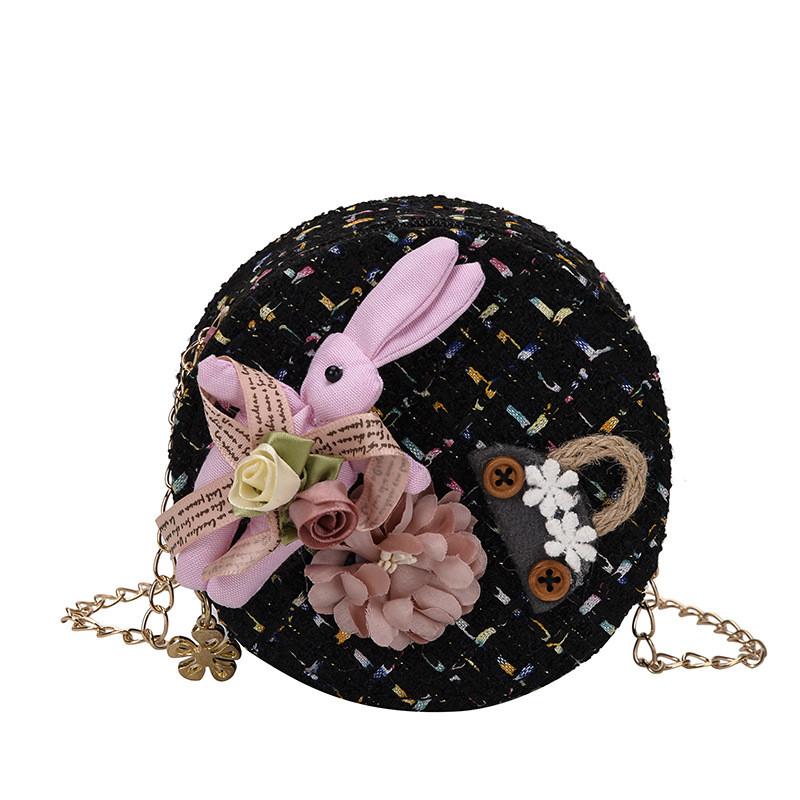 Trendy New Style Kids Coin Purse Cute Round Bag For Children With Soft Fabric чёрный