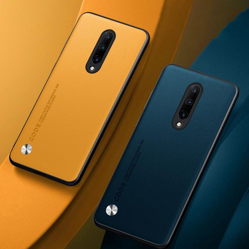 Funda de cuero PU de lujo para OnePlus 7 Pro, carcasa trasera de silicona mate a prueba de golpes, protección completa para OnePlus 7 Pro
