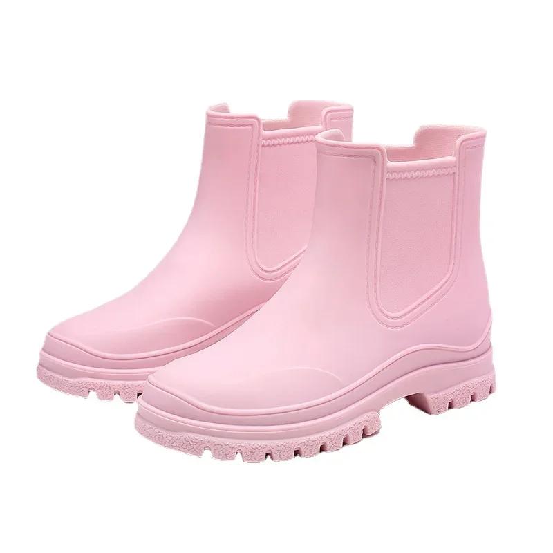 Neue Mode PVC Kurzer Stiefel 2026 Regenstiefel für Damen Warm und Samt Rutschfest Wasserschuhe Wasserdichte Überziehschuhe
