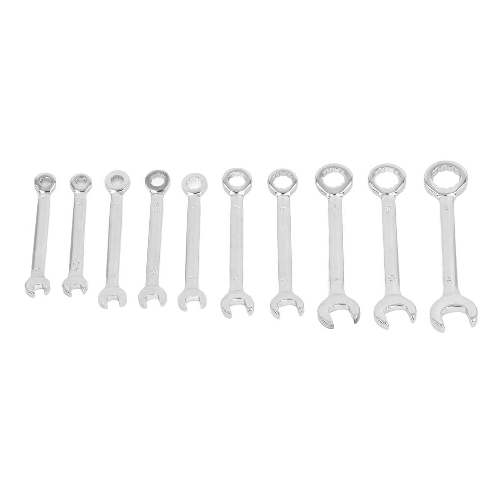 10PCS 72 Tooth Ratchet Wrench 15 Degree Open Double Head Combination Spanner Set 4?11mm