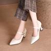 Pointed-toe High-heeled Shoes - New Women's Single Strap Thick Heel Sandals