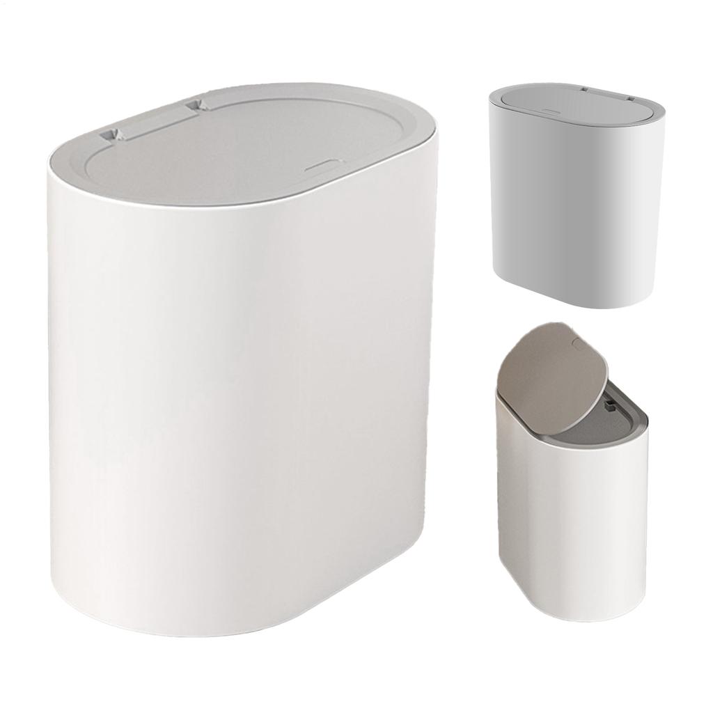 Bathroom Trash Can with Lid Trash Bin Press Top Waste Basket Stylish Slim Garbage Can Compact Spaces Wastebasket for Kitchen