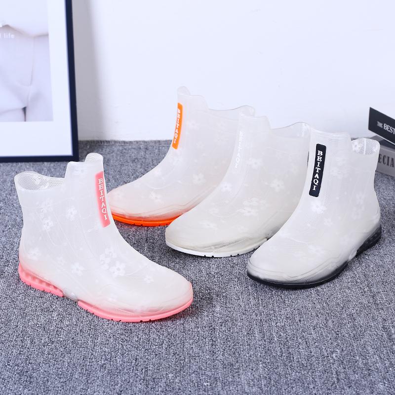 Neu Transparent Regen Stiefel Für Frauen Mode Im Freien Tragen-beständig Wasserdichte Schuhe Sommer