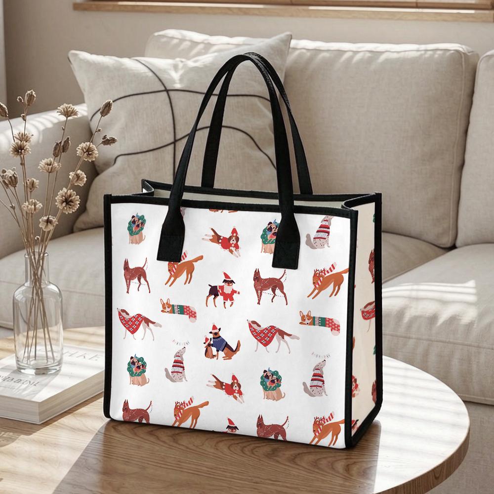Cute Dog Pattern Tote Bag Fashion Casual Large Capacity Handbag for Daily Use