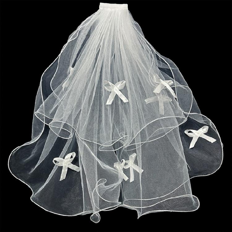 Girls Bowknot Bridal Veil for Girls Studded Bows Bridal Veil Detail for Evening Dinner Dress Stylish Outfits