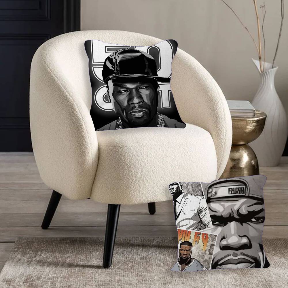 Cent American Hit Pop Hip Hop Rapper Music Cushion Cover Car Throw Pillow Case For Sofa Car Christmas Gift