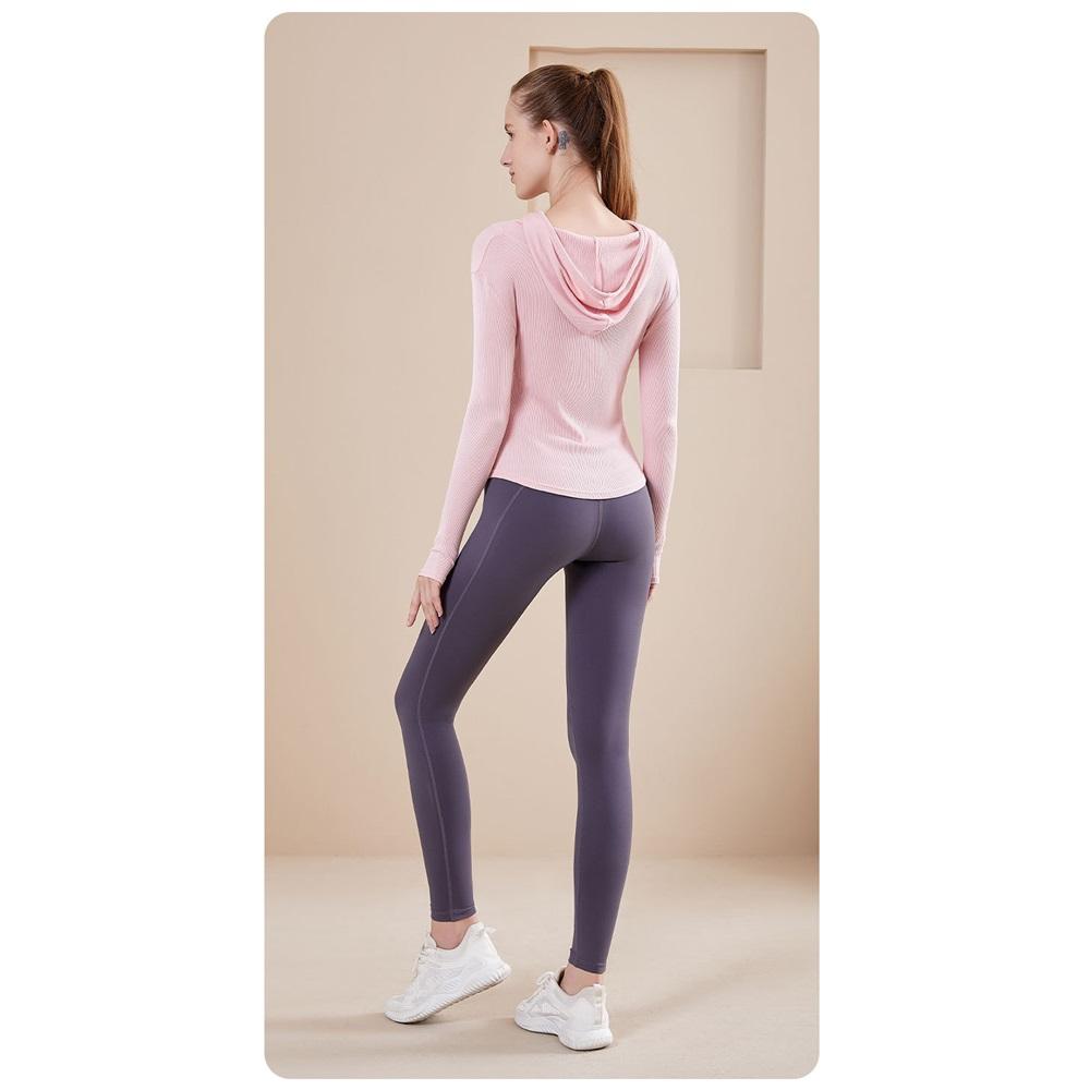 Women's Nude Sports Jacket, Full-zip Slim-fitting Jacket, Running Casual Hooded Fitness Yoga Wear, Long-sleeved Top