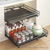 Retractable Kitchen Storage Rack: No-Drill Pull-Out Drawer for Pots, Seasonings, Bowls, Plates, and Under-Sink Organization.