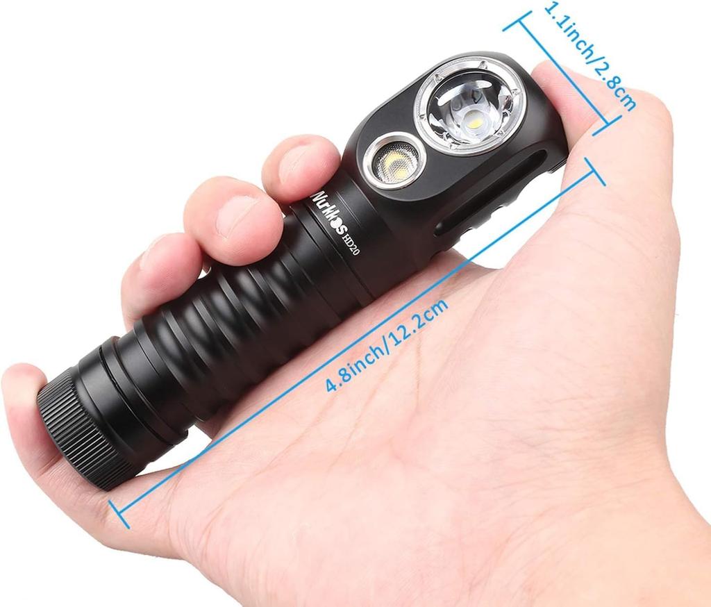 Wurkkos HD20 LED USB 2000 Beam High Battery Level Adjustable IPX68 Ideal for Nighttime Power Disaster and Evacuation Headlamp, Rechargeable, Lumens,