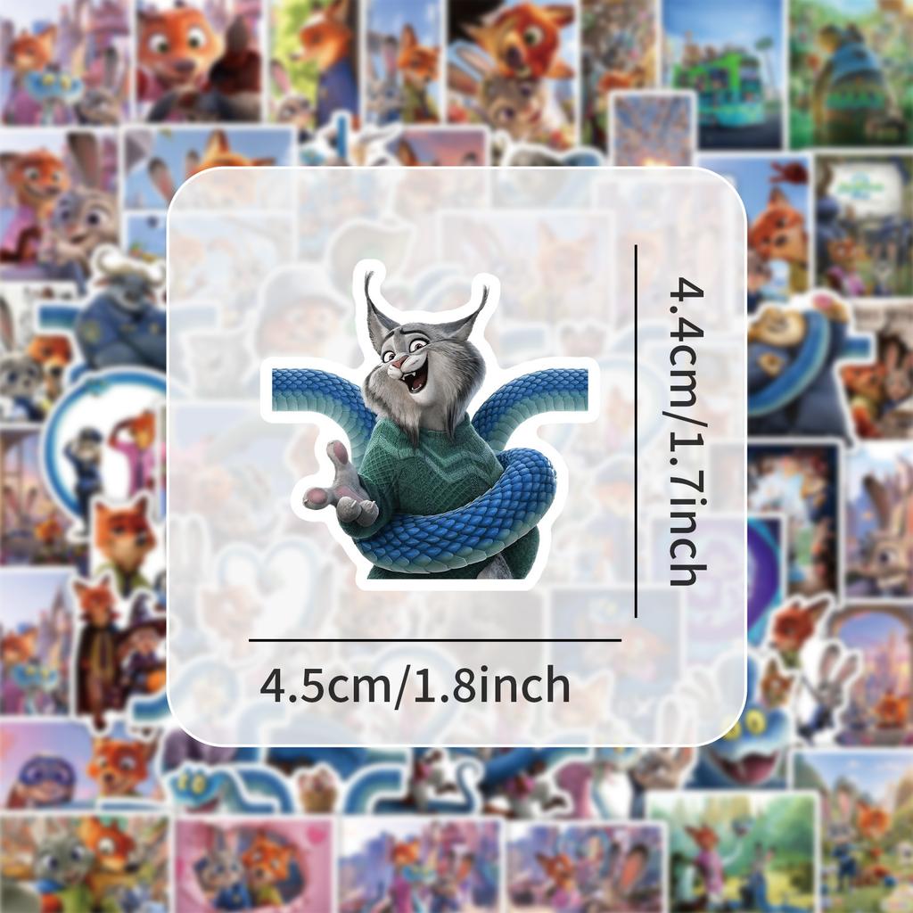 65PCS Rabbit Police Officer Mr. Fox Zootopia 2 Sticker Scrapbook DIY Laptop Guitar Car Bike Skateboard Graffiti Toy