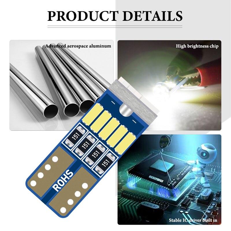 10x T10 15led Led W5w CANbus T10 3014smd LED No Error 194 168 Interior Instrument Reading Light Bulb Plate Lamp