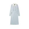 Spring New Splicing Lapel Temperament Slim-fitting Contrasting Denim Medium and Long-sleeved POLO Collar Dress Women