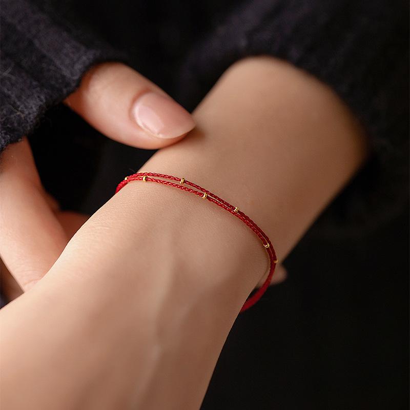 Handgemaakte Kralenarmband Rode Koord Verstelbaar Transfer Gelukskralen Eenvoudige Stijl Vriendschapsarmband Fijn Sieraden Cadeau
