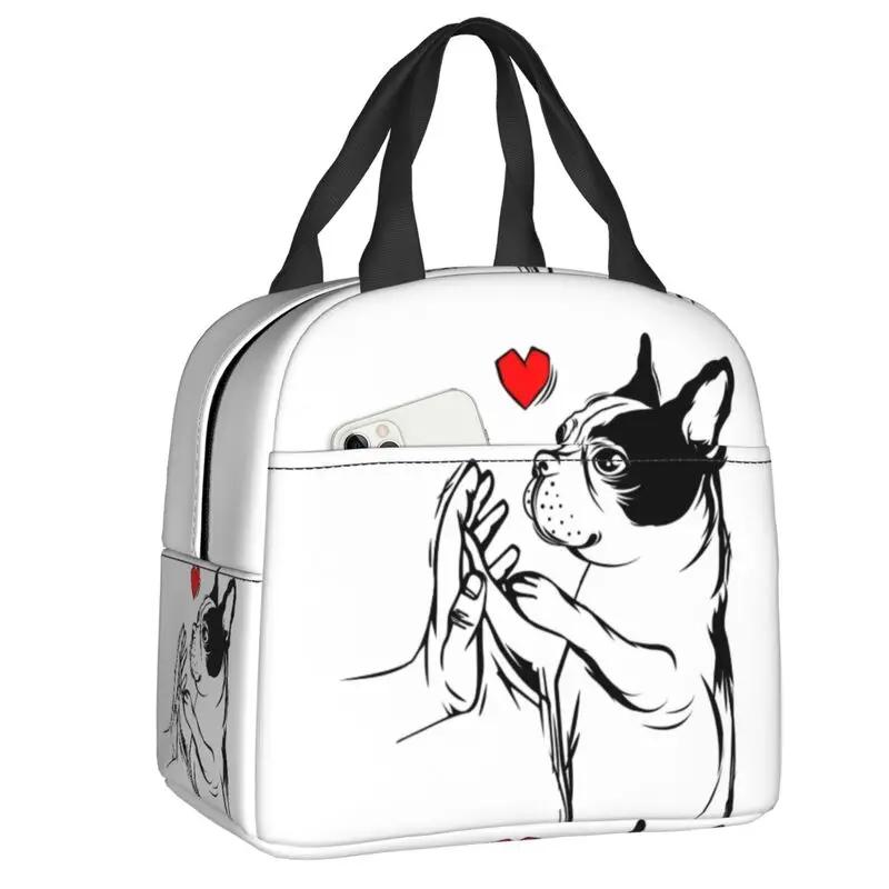 Boston Terriers Love Mistress Dogs cutii de prânz portabile, etanșe, cooler termic pentru alimente, geantă de prânz izolată, școală pentru copii