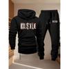 Pattern Printed Hooded Sweatshirt Men's Suit Versatile Sports Pants Hip Hop Street Casual Sports Trend Two Piece Set