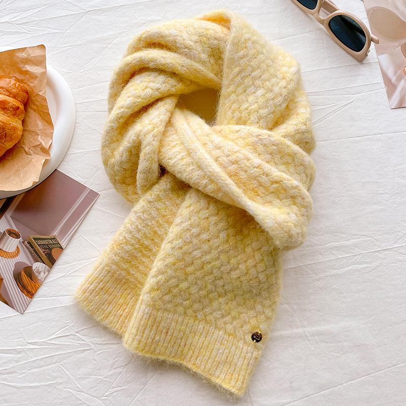 Knitted scarf with wool thread for women's autumn and winter gray thickened long male student couple scarf shawl
