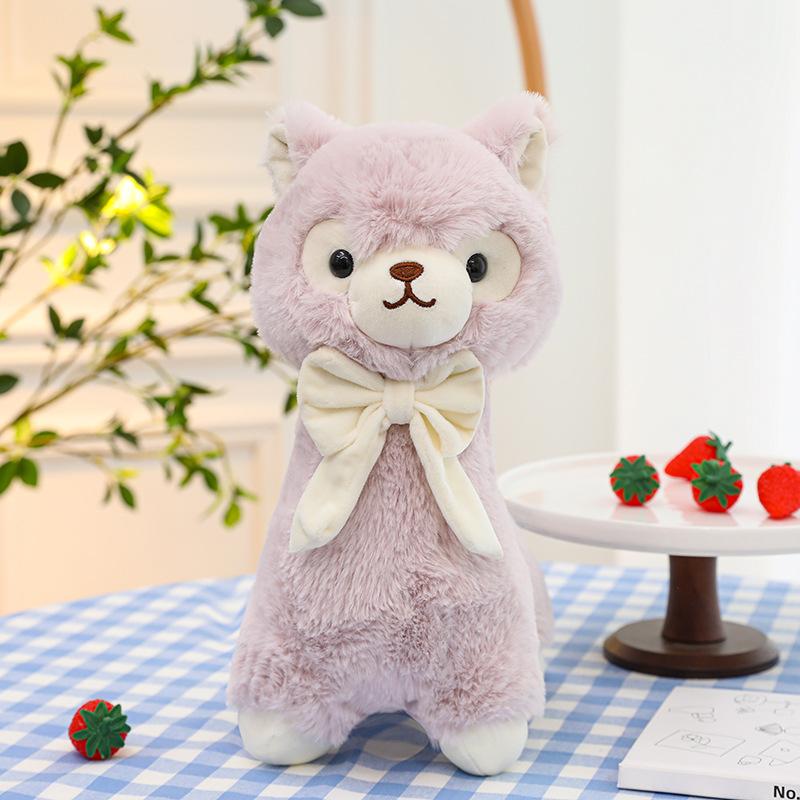 Cute Bow Tie Cream Alpaca Doll Girl Hug Pillow Home Decoration Grab Machine Doll Street Stall Ring Gift