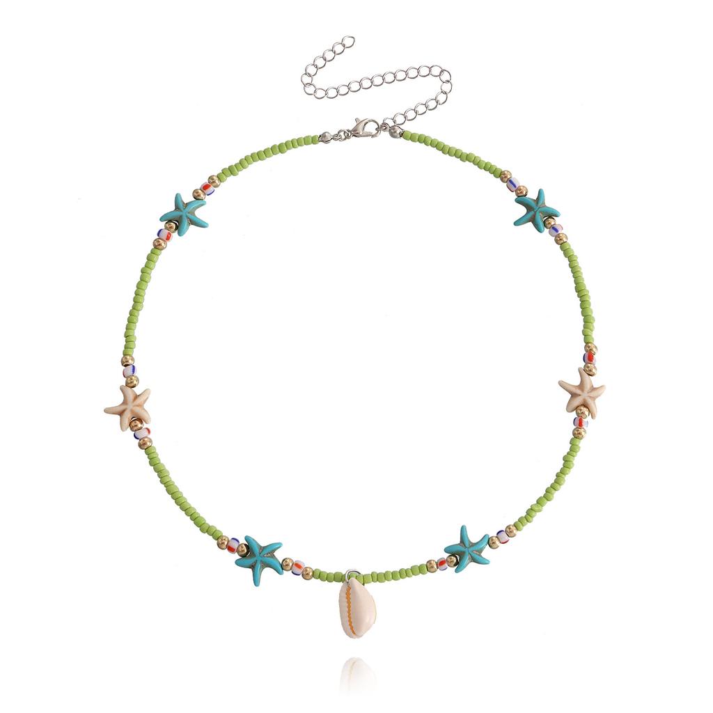 Bohemian Handmade Perlen Kette Halsband Seestern Shell Anhänger Halskette Für Frauen Mode Schmuck Strand Strang Goth Schlüsselbein Geschenke