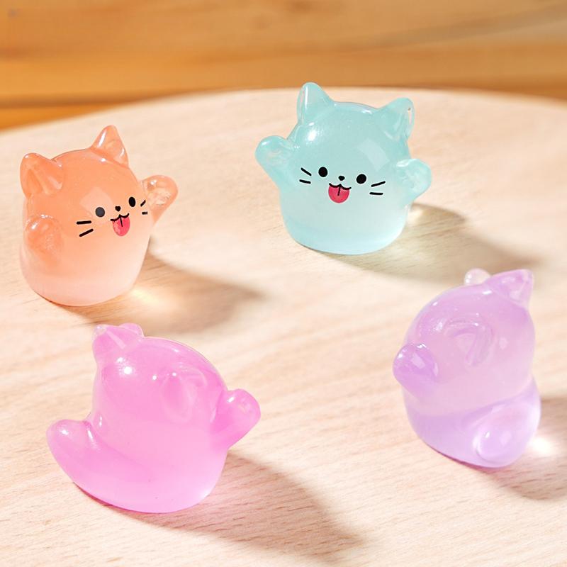 5/10Pcs Mignon Dessin Animé Lumineux Chaton Miniature Figurine Ornement Diy Accessoires de Décoration de Maison Kawaii Décoration de Bureau Cadeaux