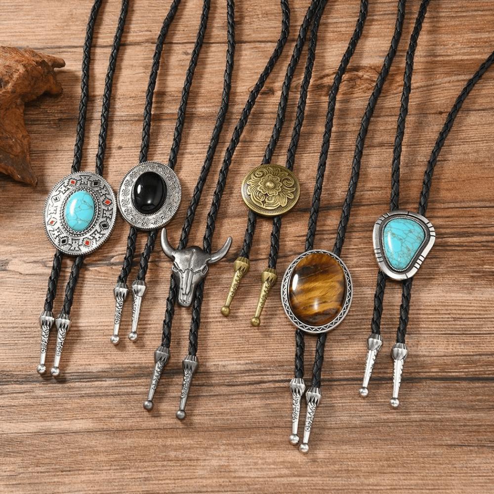 Ethnic Style Western Cowboy Style Necklace Long Leather Rope Necklace Retro Punk Necktie Girls