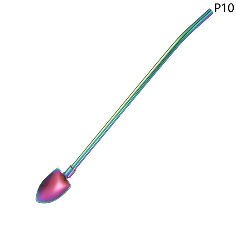 Pajitas para beber 2 en 1, cuchara creativa de acero inoxidable, pajitas reutilizables para beber