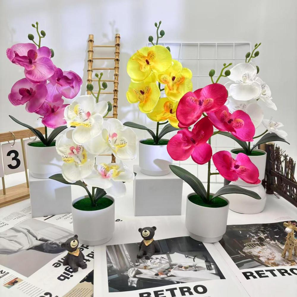 Phalaenopsis Artificial Potted Plant Silk Fabric Material Props Photography