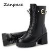 Fashion 2025 Winter Leather Women Winter Boots Thick Wool Warm Women High-heeled Genuine Boot High-quality Female Snow Boots Women Shoes